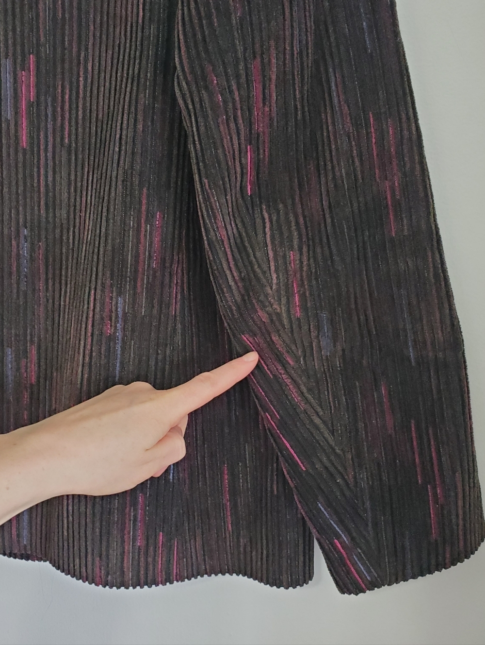 Vintage 60s Large Cord Suit Jacket Brian Tucker Dublin Black Coat Pink Stripes - Picture 8 of 16